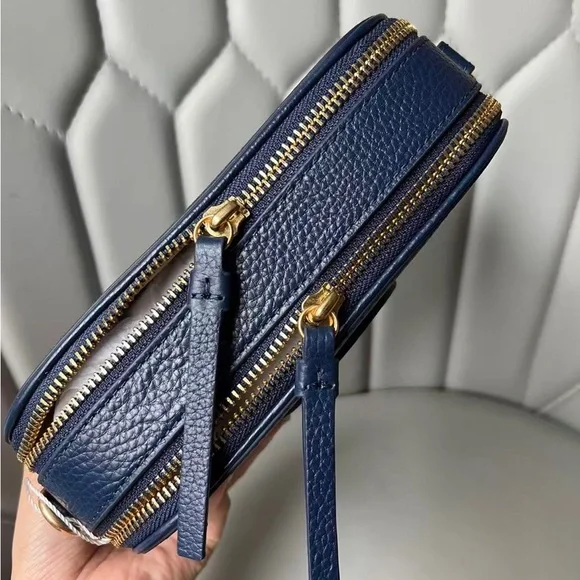 ⌚Tory Burch Deep Blue Crossbody Bag with Patterned Strap - Picture 2 of 7